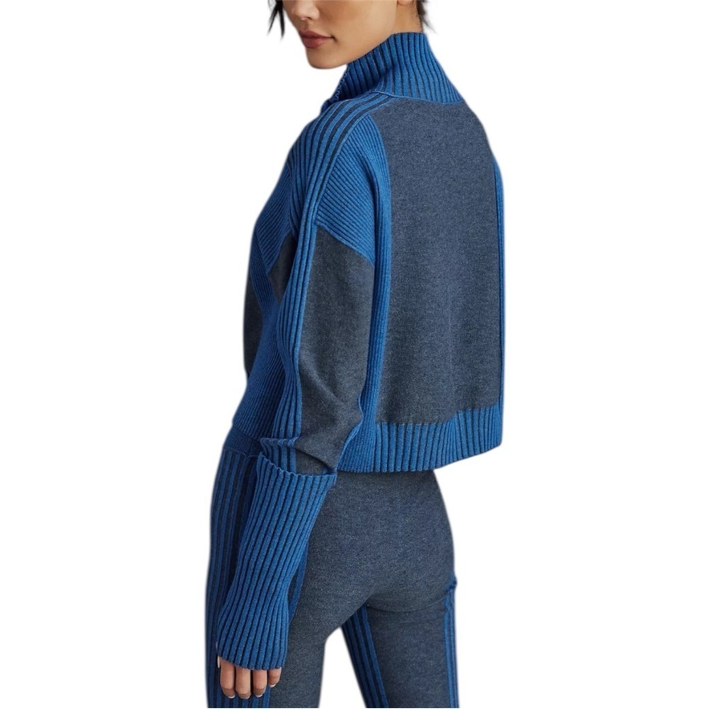 Daily Practice Anthropologie Two Tone Knit Set Zip Top S Leggings XS Athleisure - Picture 3 of 15